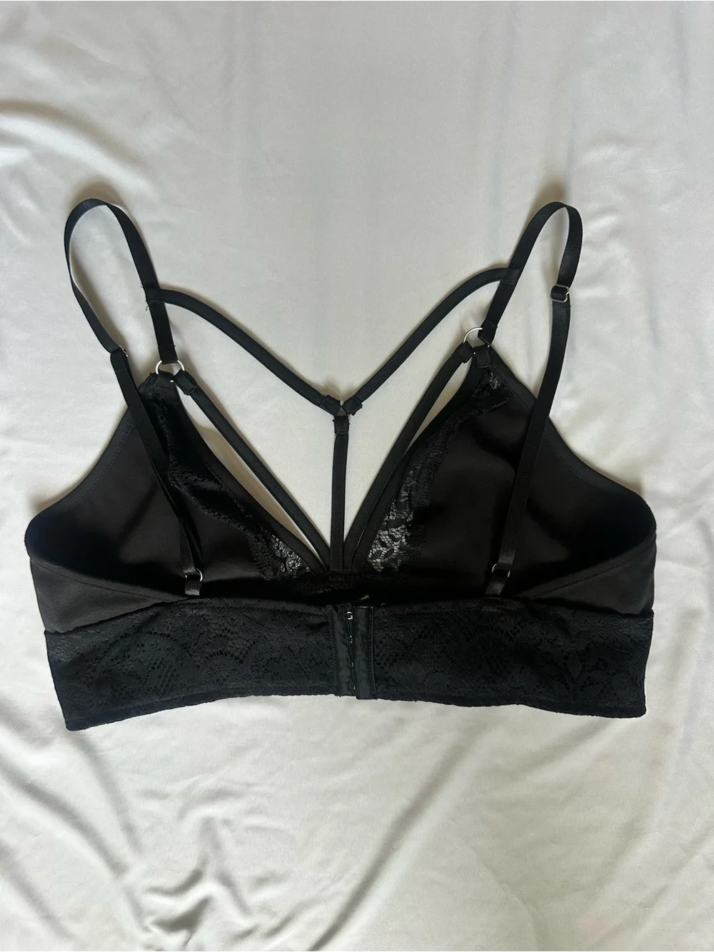 Missguided Harness Detail Lace Bralette, Black Strappy